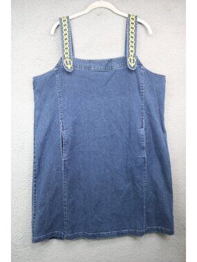 Bob Mackie Wearable Art Embroidered Strap Dress-XL-Pockets-Nautical-Art to Wear